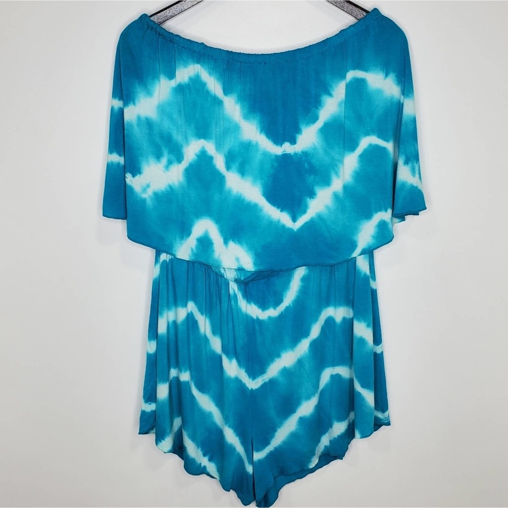 Green Dragon Blue and White Tie-Dye Romper